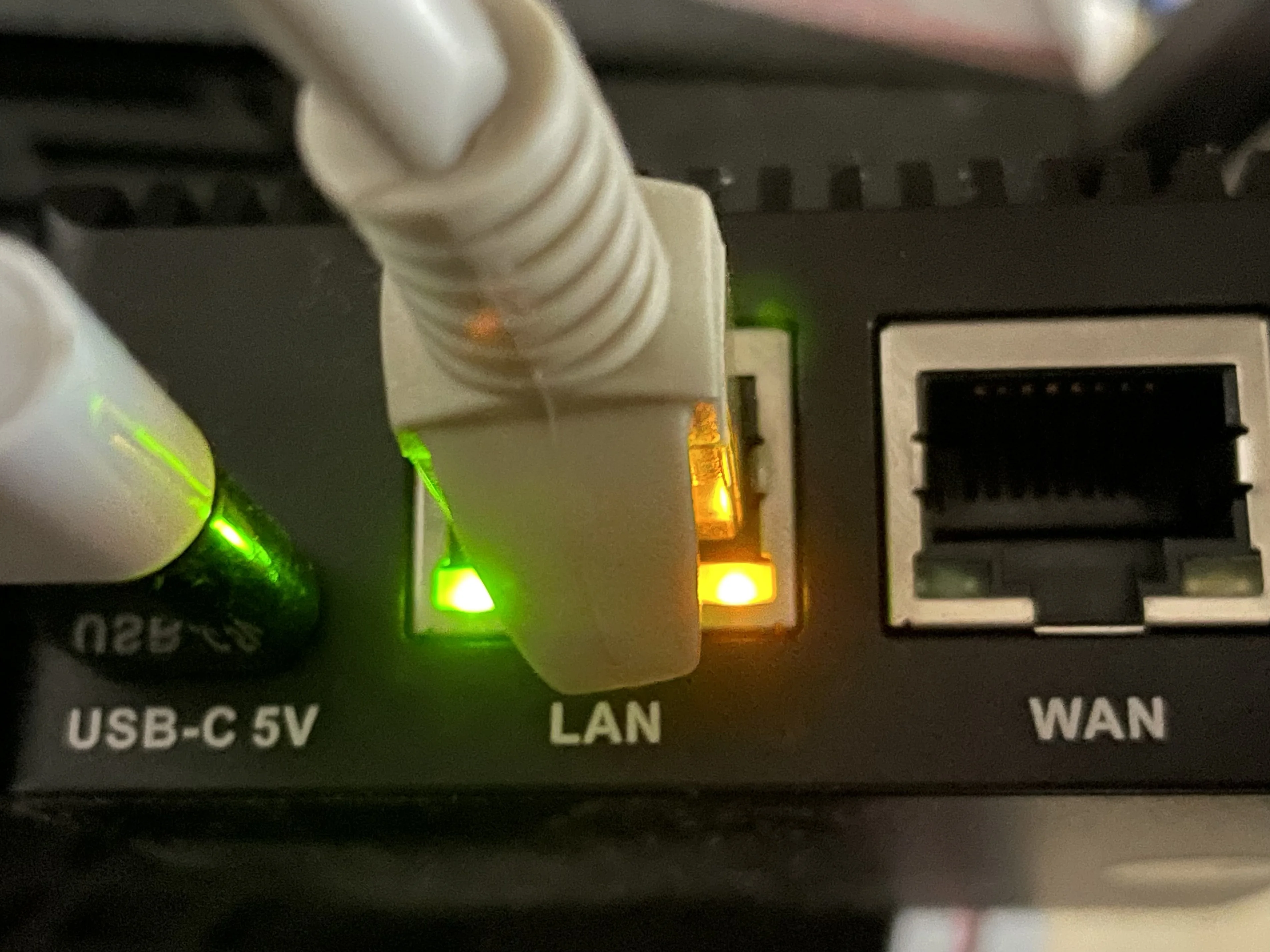 LAN 口左侧的绿灯常亮表示线路正常